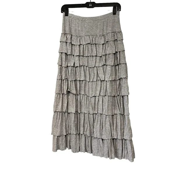 Soft Surroundings Gray Tiered Ruffle Maxi Skirt, Sz Petite S - Picture 9 of 14
